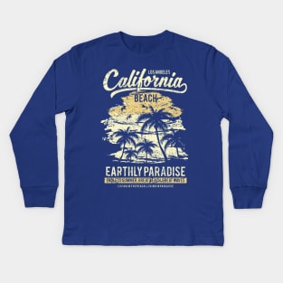 Los Angeles California Beach Earthly Paradise Endless Summer Great Waves Kids Long Sleeve T-Shirt
